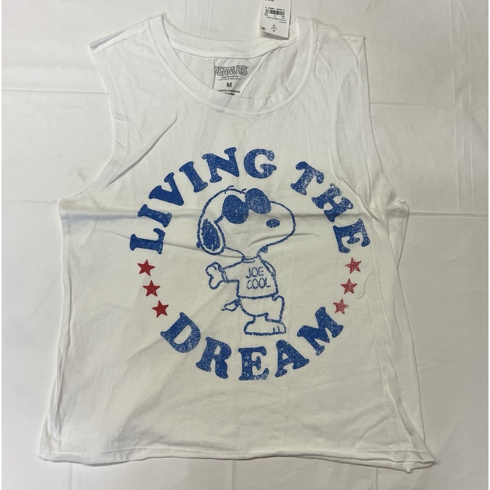Peanuts Sleeveless Patriotic "living The Dream" Tank Shirt Women's Size M